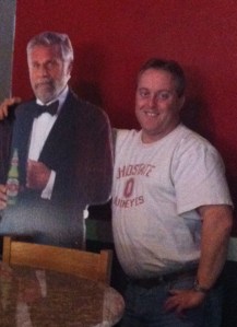 "I don't always pose with cardboard cutouts, but when I do ..."