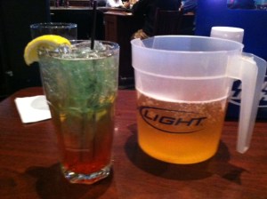 Which of these drinks belongs to the only boy at the table ... Hmmm ... 
