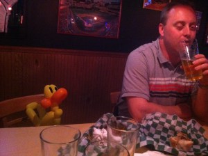 Just sharing a drink with a balloon duck. Nothing to see here. 