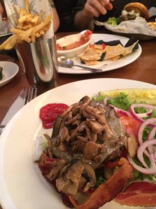 A burger without a bun. And as you can see we put quite a dent in the chips and salsa.