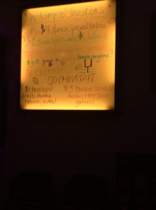 $1.00 Bud Lights. And whatever else that sign says. Glorious. 