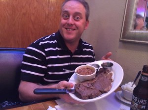 Ted shows off his meat ... without spilling his beans. Impressive.