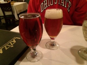 It's hard to tell from this photo, but my beer is actually darker than Ted's. What?