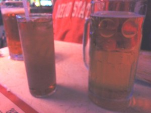 Which is lighter, the beer or the rum and diet?