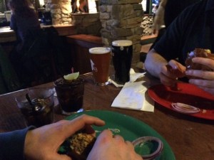 Lining up the beverages in case our waitress pulls a David Copperfield again