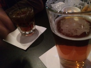 Guess who had the mixed drink?