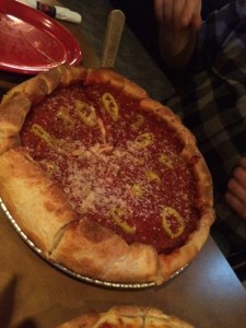 Ted finally gets his wish of a cheese-less pizza (on top anyway)